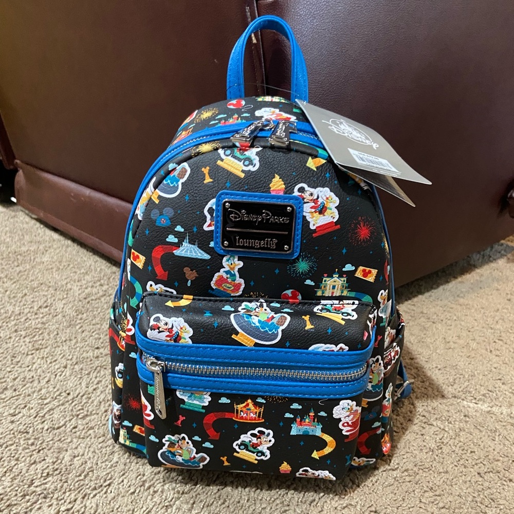 Disney Parks Disneyland Loungefly Mini Backpack California Attraction Icons NWT